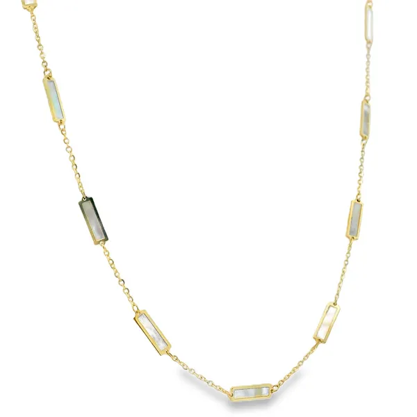 Gold and Mother of Pearl Bar Necklace Image 2 Simones Jewelry, LLC Shrewsbury, NJ
