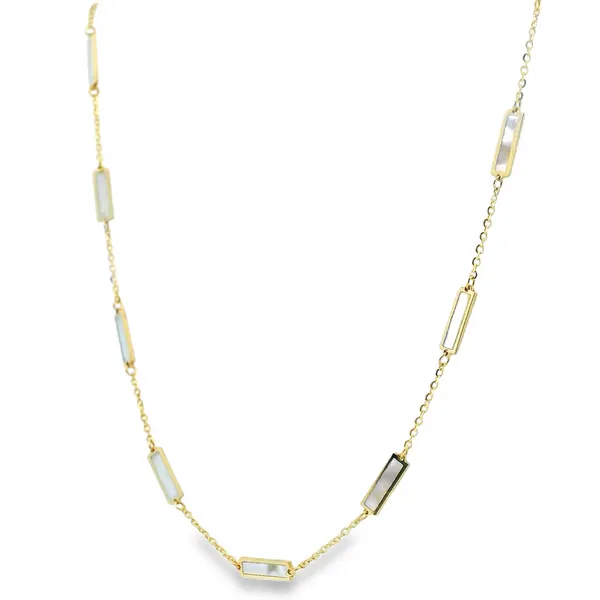 Gold and Mother of Pearl Bar Necklace Image 3 Simones Jewelry, LLC Shrewsbury, NJ