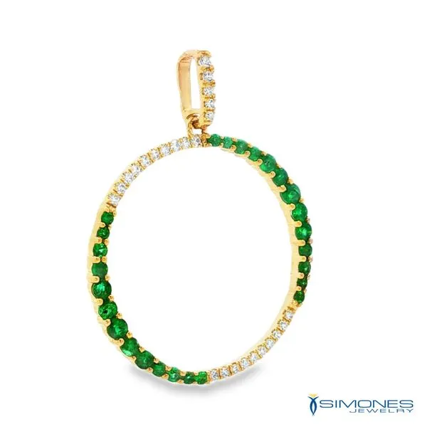 14K Yellow Diamond & Emerald Pendant Image 2 Simones Jewelry, LLC Shrewsbury, NJ