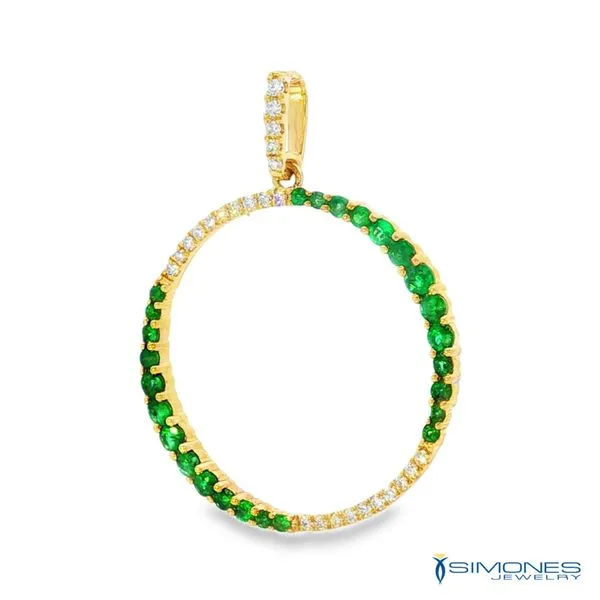 14K Yellow Diamond & Emerald Pendant Image 3 Simones Jewelry, LLC Shrewsbury, NJ