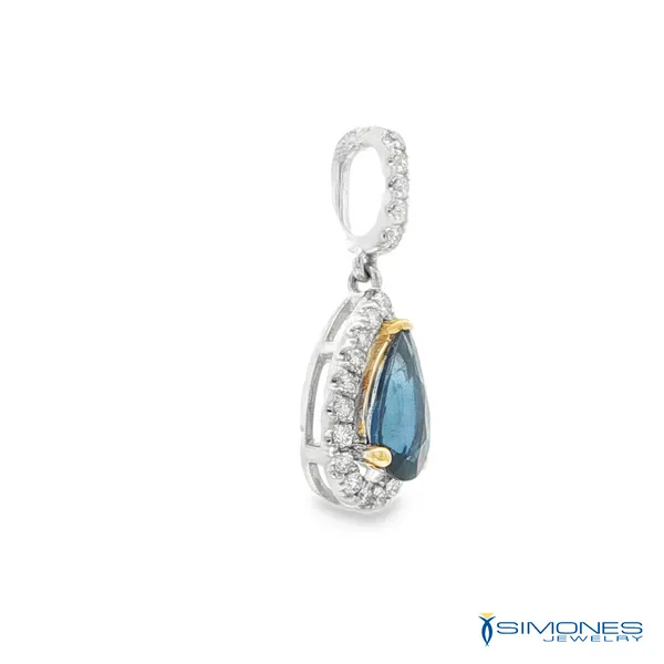 14K White Diamond & Sapphire Pendant Image 2 Simones Jewelry, LLC Shrewsbury, NJ