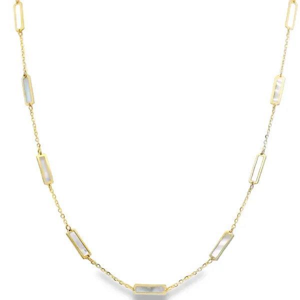 Gold and Mother of Pearl Bar Necklace Simones Jewelry, LLC Shrewsbury, NJ