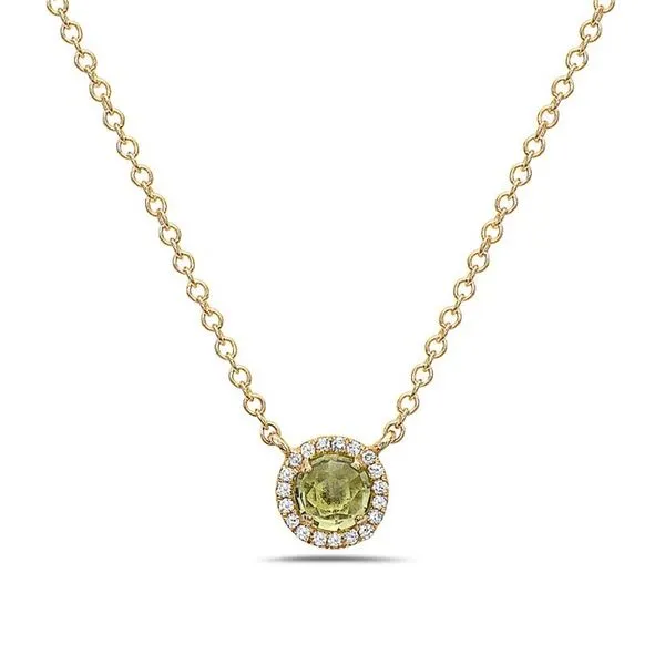 Diamond Halo Peridot Necklace Simones Jewelry, LLC Shrewsbury, NJ