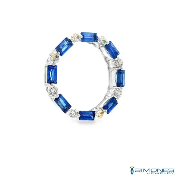 14K White Diamond & Sapphire Pendant Image 2 Simones Jewelry, LLC Shrewsbury, NJ