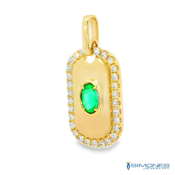 14K Yellow Diamond & Emerald Pendant Image 2 Simones Jewelry, LLC Shrewsbury, NJ
