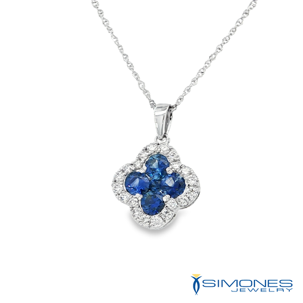 14K White sapphire & Diamond Pendant Image 2 Simones Jewelry, LLC Shrewsbury, NJ