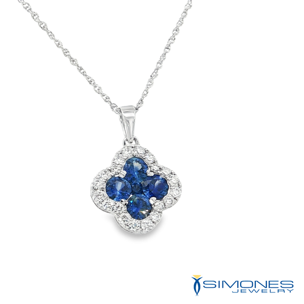 14K White sapphire & Diamond Pendant Image 3 Simones Jewelry, LLC Shrewsbury, NJ