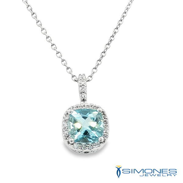 14K Aquamarine & Diamond Pendant Simones Jewelry, LLC Shrewsbury, NJ