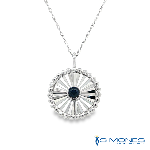 14K White Sapphire Pendant Image 3 Simones Jewelry, LLC Shrewsbury, NJ