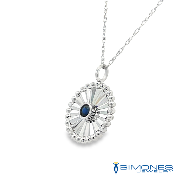 14K White Sapphire Pendant Image 4 Simones Jewelry, LLC Shrewsbury, NJ