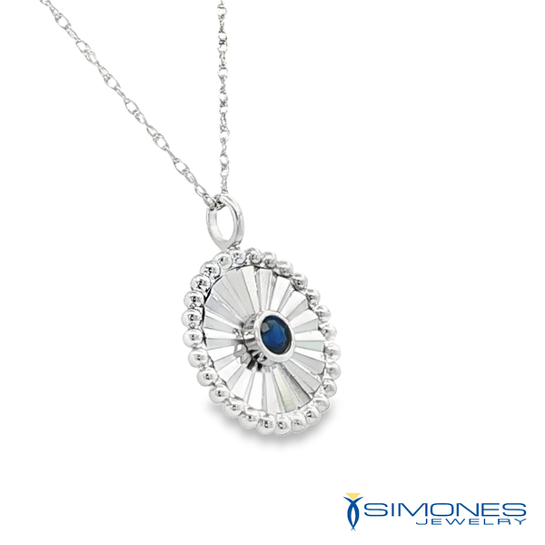 14K White Sapphire Pendant Image 5 Simones Jewelry, LLC Shrewsbury, NJ