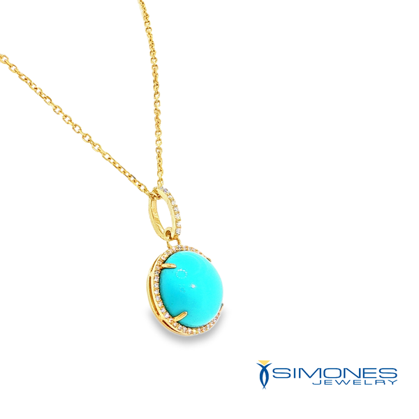 18K Yellow Diamond & Turquoise Pendant Image 3 Simones Jewelry, LLC Shrewsbury, NJ