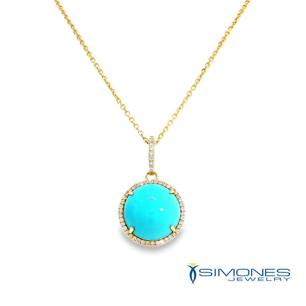 18K Yellow Diamond & Turquoise Pendant Simones Jewelry, LLC Shrewsbury, NJ