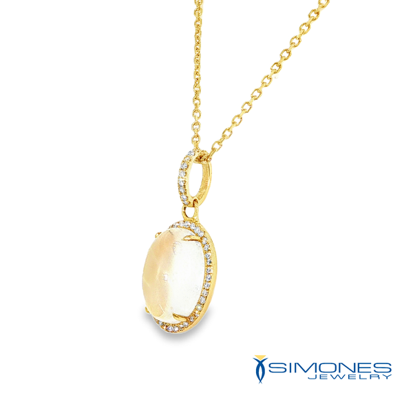 18K Yellow Diamond & Moonstone Pendant Image 2 Simones Jewelry, LLC Shrewsbury, NJ