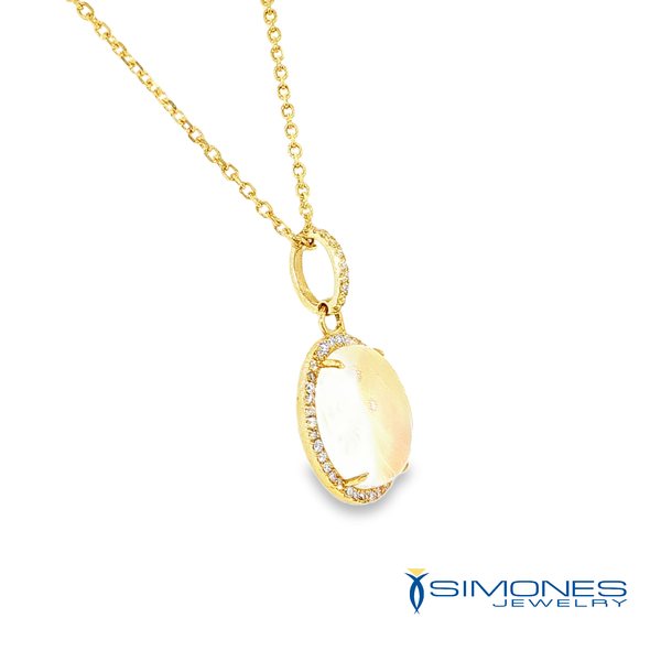 18K Yellow Diamond & Moonstone Pendant Image 3 Simones Jewelry, LLC Shrewsbury, NJ