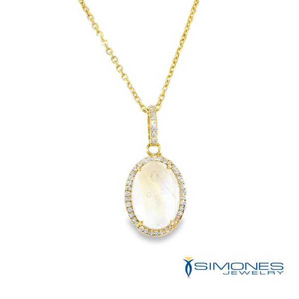 18K Yellow Diamond & Moonstone Pendant Simones Jewelry, LLC Shrewsbury, NJ