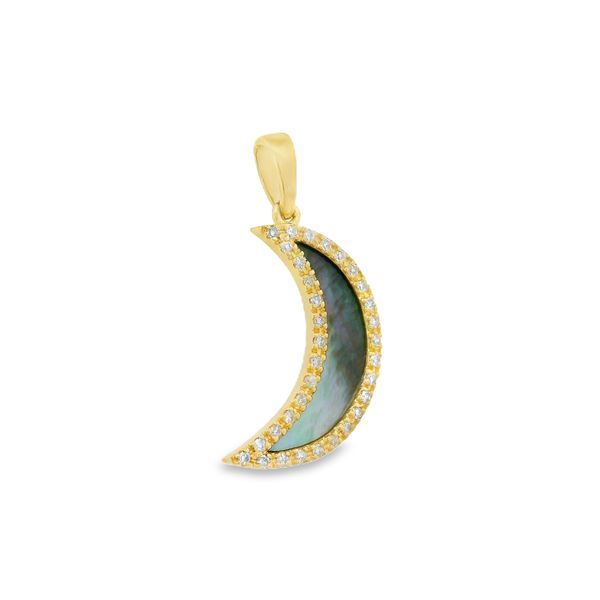 14K Yellow Diamond & Mother Of Pearl Moon Pendant Simones Jewelry, LLC Shrewsbury, NJ