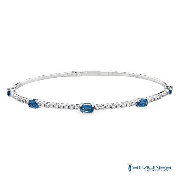 14K White Diamond & Sapphire Bangle Simones Jewelry, LLC Shrewsbury, NJ