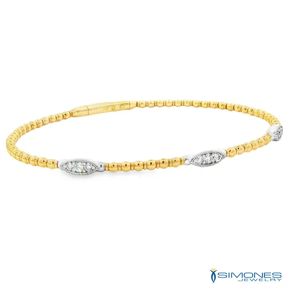 14K Yellow Diamond Flexible Bangle Image 2 Simones Jewelry, LLC Shrewsbury, NJ