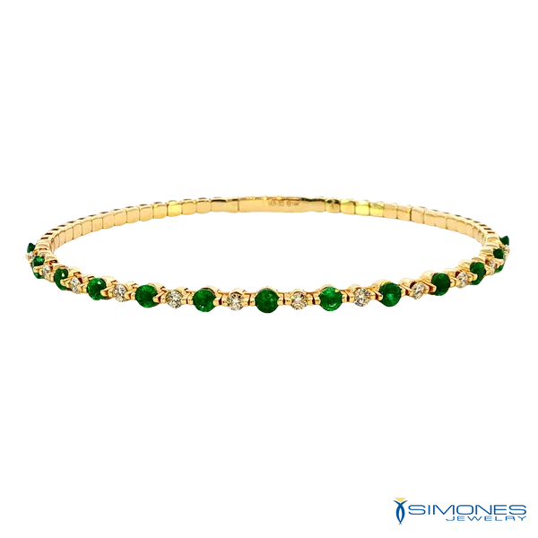 14K Yellow Diamond & Emerald Flexible Bangle Simones Jewelry, LLC Shrewsbury, NJ