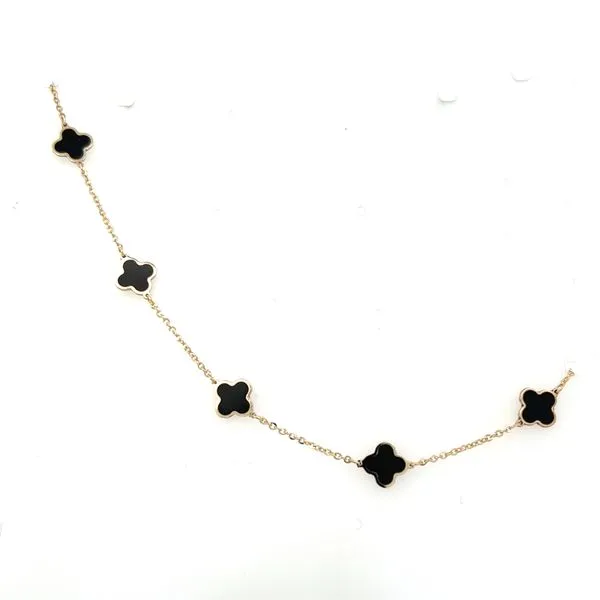 14K Yellow Onyx Clover Bracelet Simones Jewelry, LLC Shrewsbury, NJ