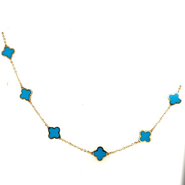 14K Yellow Turquoise Clover Bracelet Simones Jewelry, LLC Shrewsbury, NJ