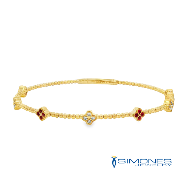 14K Yellow Ruby & Diamond Flexible Bangle Image 2 Simones Jewelry, LLC Shrewsbury, NJ