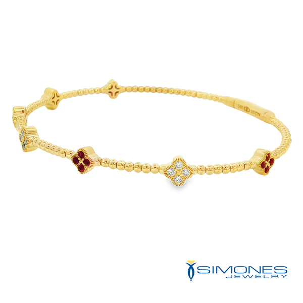 14K Yellow Ruby & Diamond Flexible Bangle Image 3 Simones Jewelry, LLC Shrewsbury, NJ