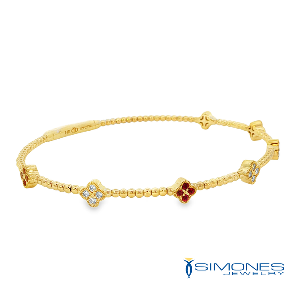 14K Yellow Ruby & Diamond Flexible Bangle Image 4 Simones Jewelry, LLC Shrewsbury, NJ