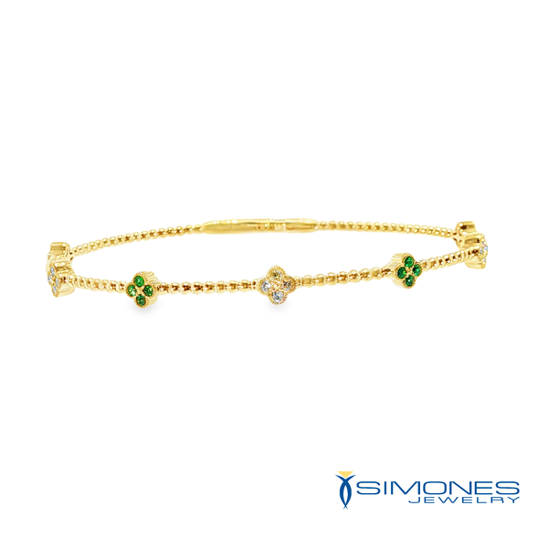 14K Yellow Diamond & Emerald Flexible Bangle Simones Jewelry, LLC Shrewsbury, NJ