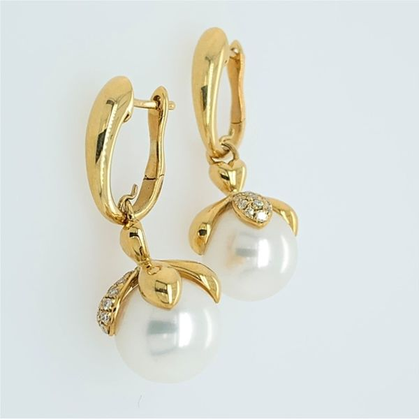 Pearl and Diamond Drop Earrings Image 2 Simones Jewelry, LLC Shrewsbury, NJ