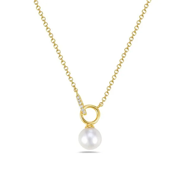 Diamond & Freshwater Pearl Drop Necklace Simones Jewelry, LLC Shrewsbury, NJ