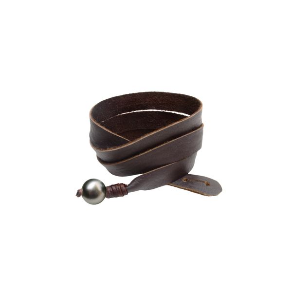 Tahitian Pearl & Black Leather Wrap Bracelet Simones Jewelry, LLC Shrewsbury, NJ