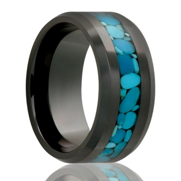 Black Ceramic and Turquoise Ring Simones Jewelry, LLC Shrewsbury, NJ