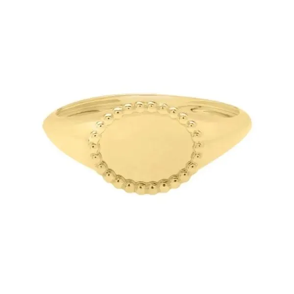 14K Yellow Gold Beaded Edge Signet Ring Simones Jewelry, LLC Shrewsbury, NJ