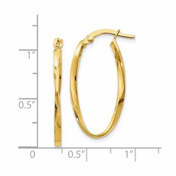 Gold Twisted Oval Hoop Earrings Image 2 Simones Jewelry, LLC Shrewsbury, NJ