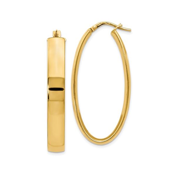 Gold Oval Long Hoop Earrings Simones Jewelry, LLC Shrewsbury, NJ
