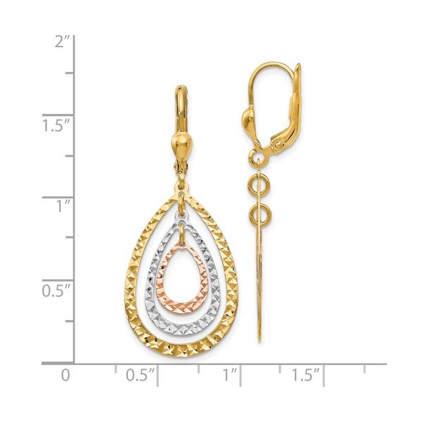 Tri-Gold Drop Earrings Image 2 Simones Jewelry, LLC Shrewsbury, NJ
