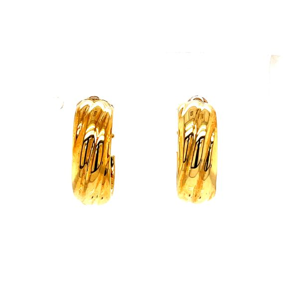 Gold Ribbed Earrings Image 2 Simones Jewelry, LLC Shrewsbury, NJ