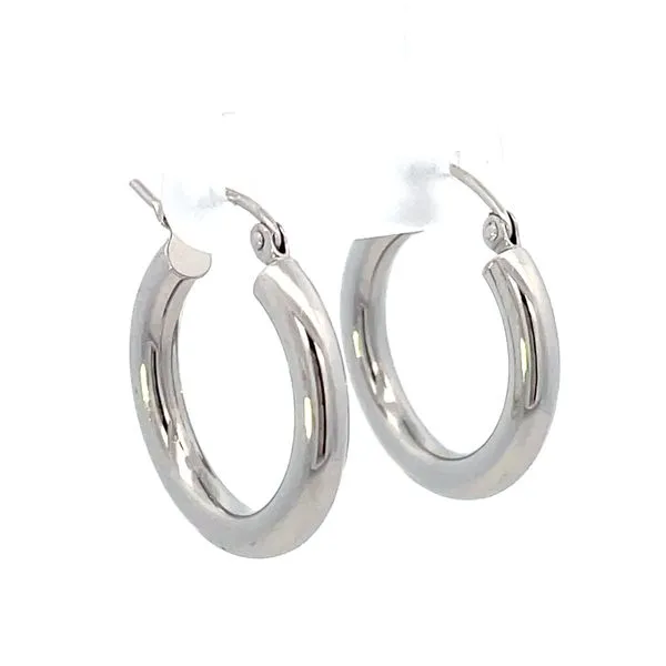 14K White Gold Hoop Earrings Image 2 Simones Jewelry, LLC Shrewsbury, NJ