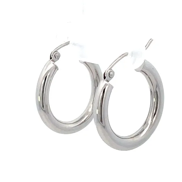 14K White Gold Hoop Earrings Image 3 Simones Jewelry, LLC Shrewsbury, NJ