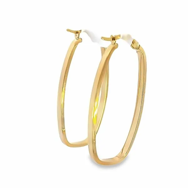 Yellow Gold Oval Hoops Image 4 Simones Jewelry, LLC Shrewsbury, NJ