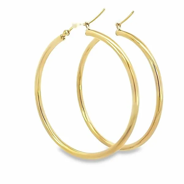Yellow Gold Thin Hoops Image 3 Simones Jewelry, LLC Shrewsbury, NJ