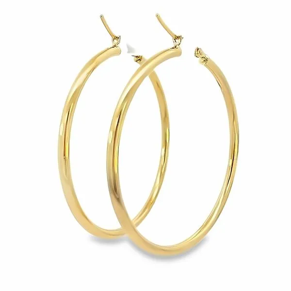 Yellow Gold Thin Hoops Image 4 Simones Jewelry, LLC Shrewsbury, NJ