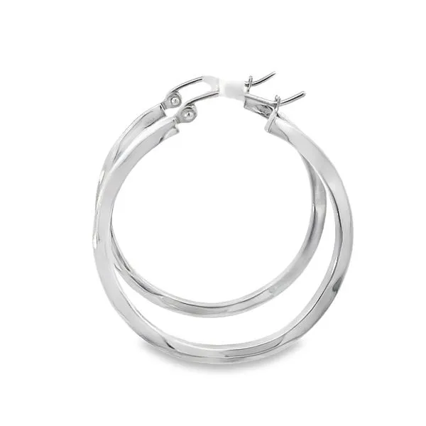 White Gold Wavy Hoops Image 2 Simones Jewelry, LLC Shrewsbury, NJ
