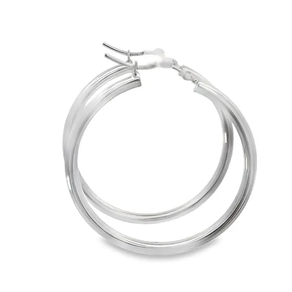 White Gold Polished Hoops Image 3 Simones Jewelry, LLC Shrewsbury, NJ