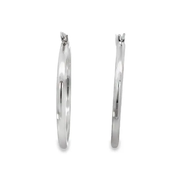 White Gold Polished Hoops Image 4 Simones Jewelry, LLC Shrewsbury, NJ