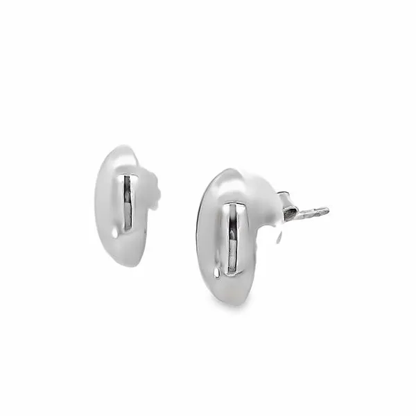 White Gold Oval Studs Image 2 Simones Jewelry, LLC Shrewsbury, NJ