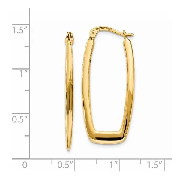 14K Yellow Rectangle Drop Hoops Image 2 Simones Jewelry, LLC Shrewsbury, NJ