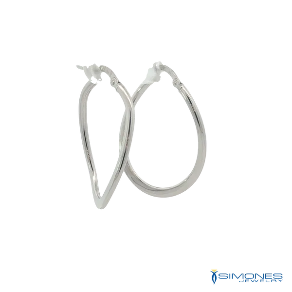 14K White Gold Hoops Image 2 Simones Jewelry, LLC Shrewsbury, NJ